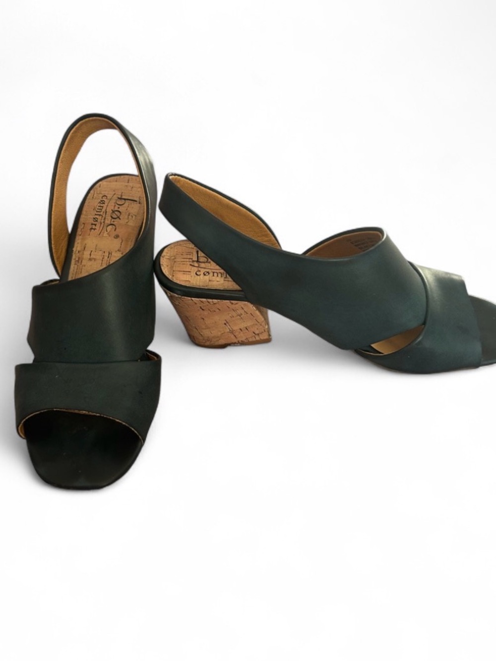 BOC comfort Blue  Leather Slingback Heeled Sandals with cork heel - Size 6